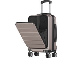 TRVLMORE Reiskoffer - 54x37x23 cm - Met Voorvak- 44L - TSA-slot - 4 Wielen - Roségoud
