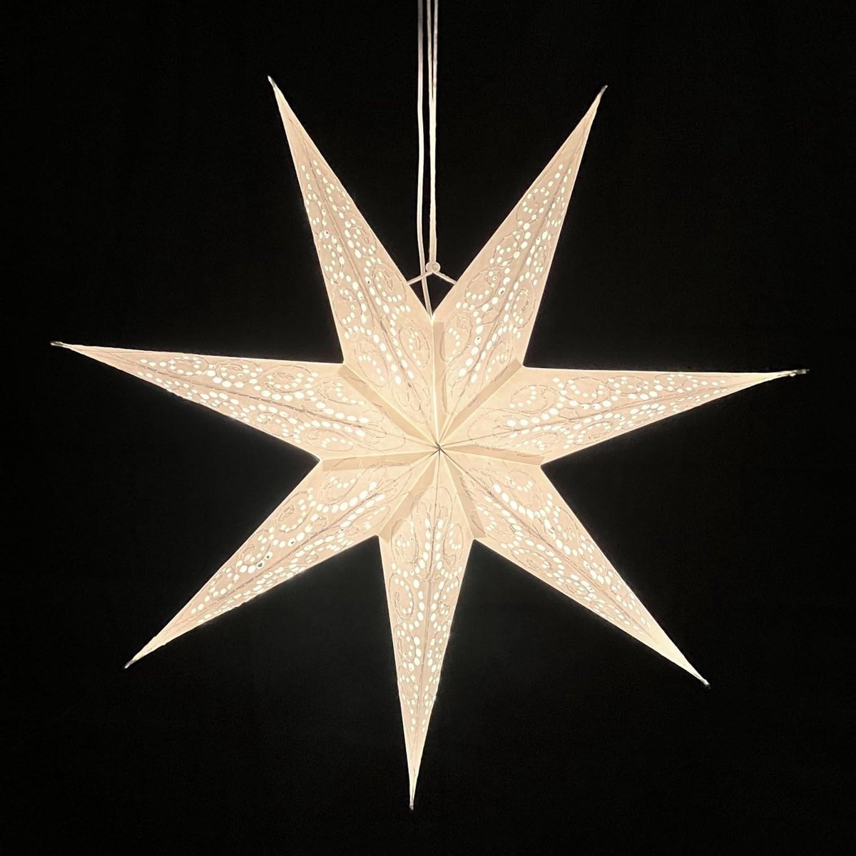 Papieren Kerstster 60 cm - Wit - Handgemaakt - Sfeervolle verlichting voor kerstdecoratie - ShopVlot