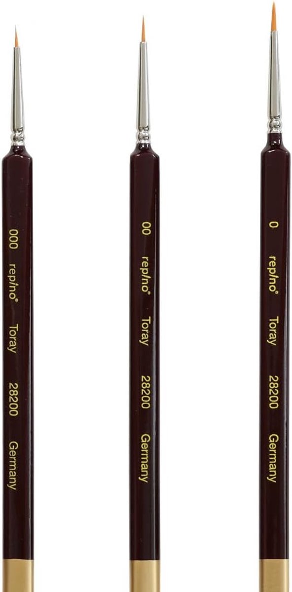 Kwast set fijne kunstenaar kwasten - 3 maten (000, 00, 0) - synthetisch haar - ideaal voor aquarel en acryl - ShopVlot