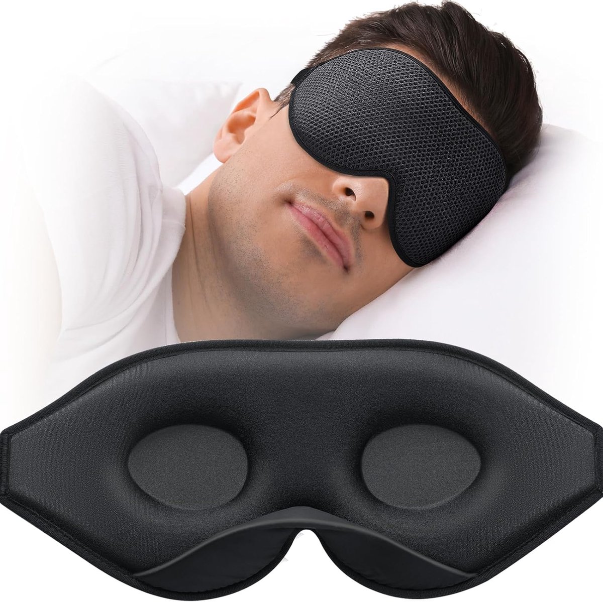 Slaapmasker voor zijslapers - 3D ontworpen - 100% lichtdicht - ideaal voor nachtrust en reizen - ShopVlot
