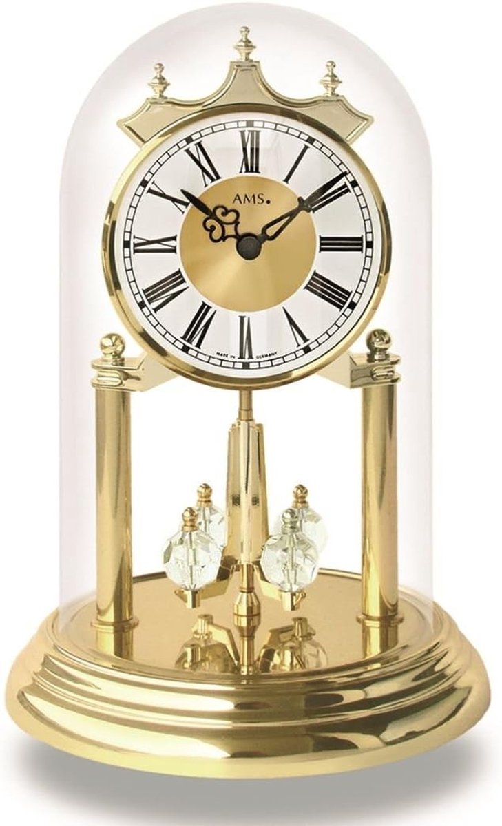 Jaarclock 23 cm - batterij quartz - glazen bel - elegant tijdsbeheer - ShopVlot