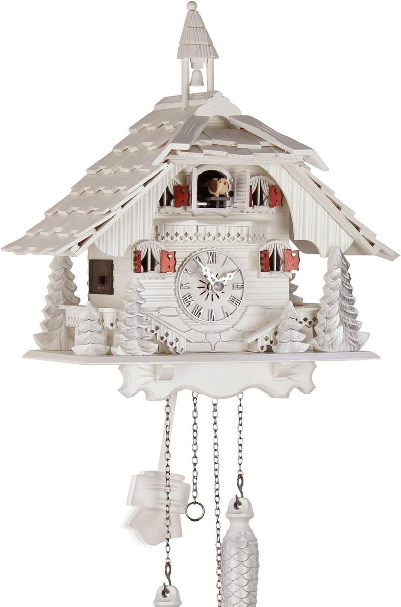 Houten koekoeksklok 30 cm - Handgemaakt - Zwarte Woud huis - Perfecte tijdsaanduiding - ShopVlot