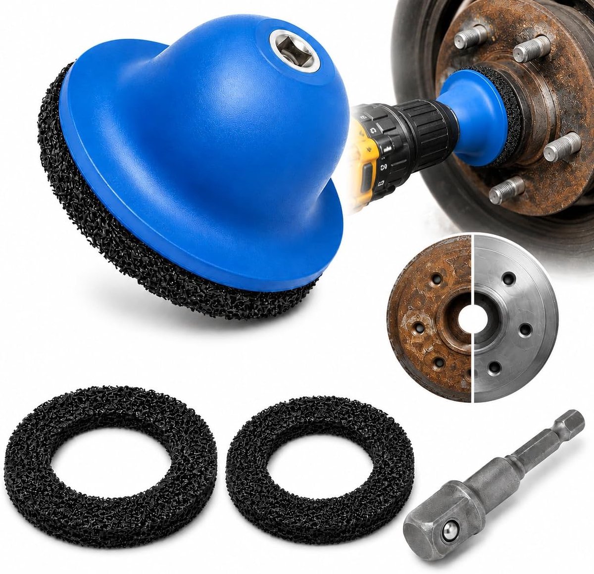 Wielnaven slijpset 90 mm - 4-delig - met schuurdiscs - ideaal voor wielreparatie - ShopVlot