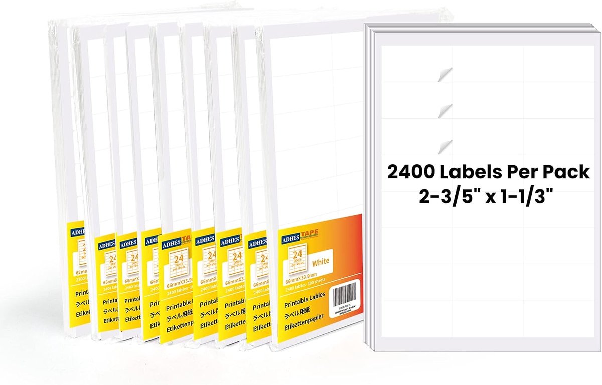 Thermische labels 66mm x 33.9mm - 1000 vellen met 24 etiketten per vel - Geschikt voor verzendlabels - ShopVlot