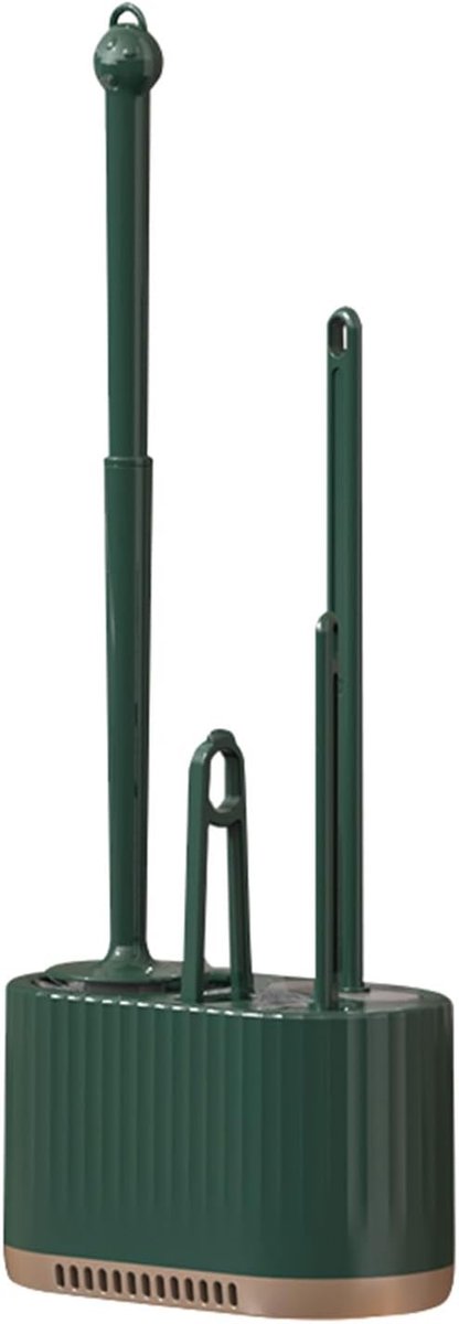 Toiletborstel set 4-in-1 - donkergroen nylon & silicone - staande of wandmontage - grondige reiniging - ShopVlot