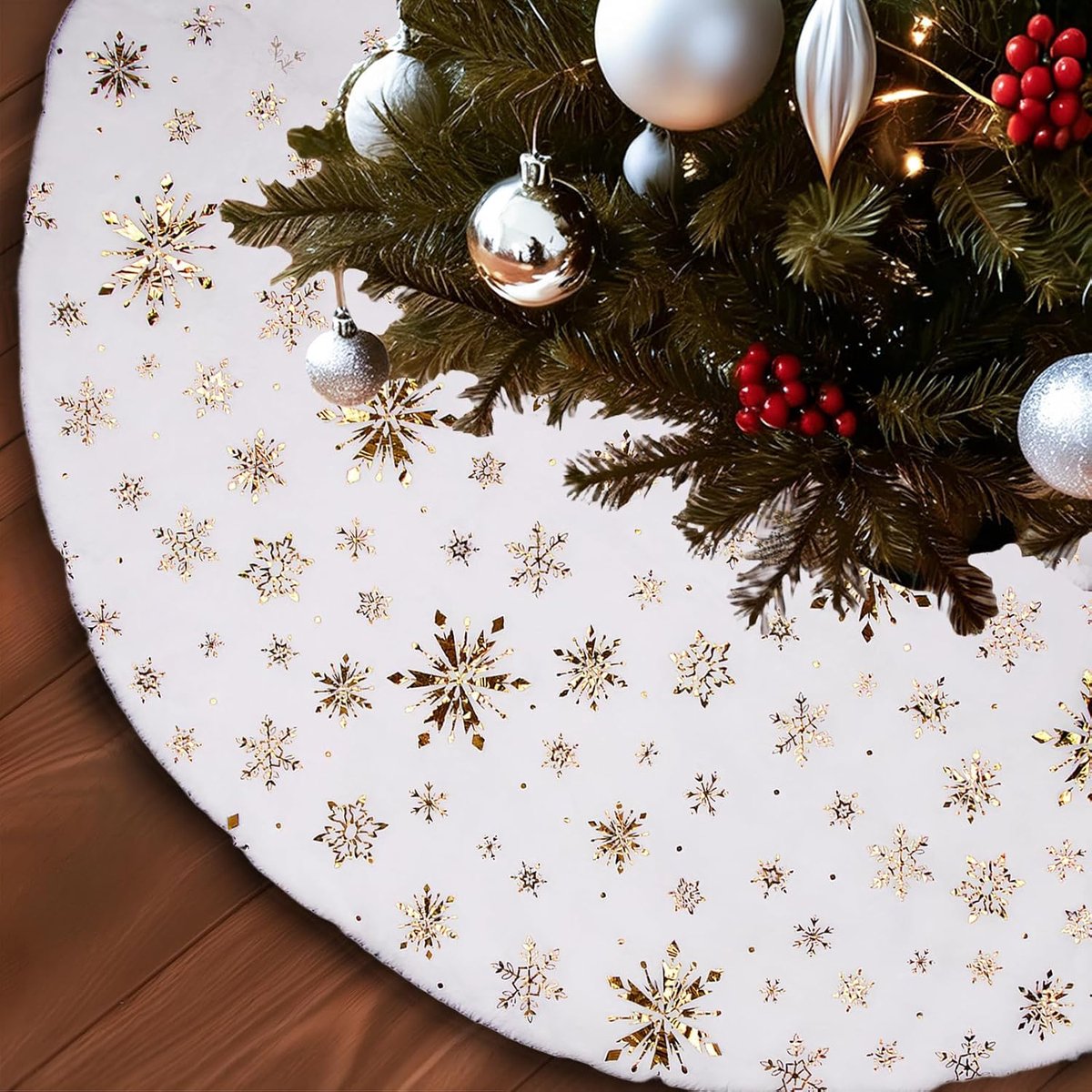 Kerstboomrok 90cm - D-Goud - Pluche design - Creëert een feestelijke sfeer - ShopVlot