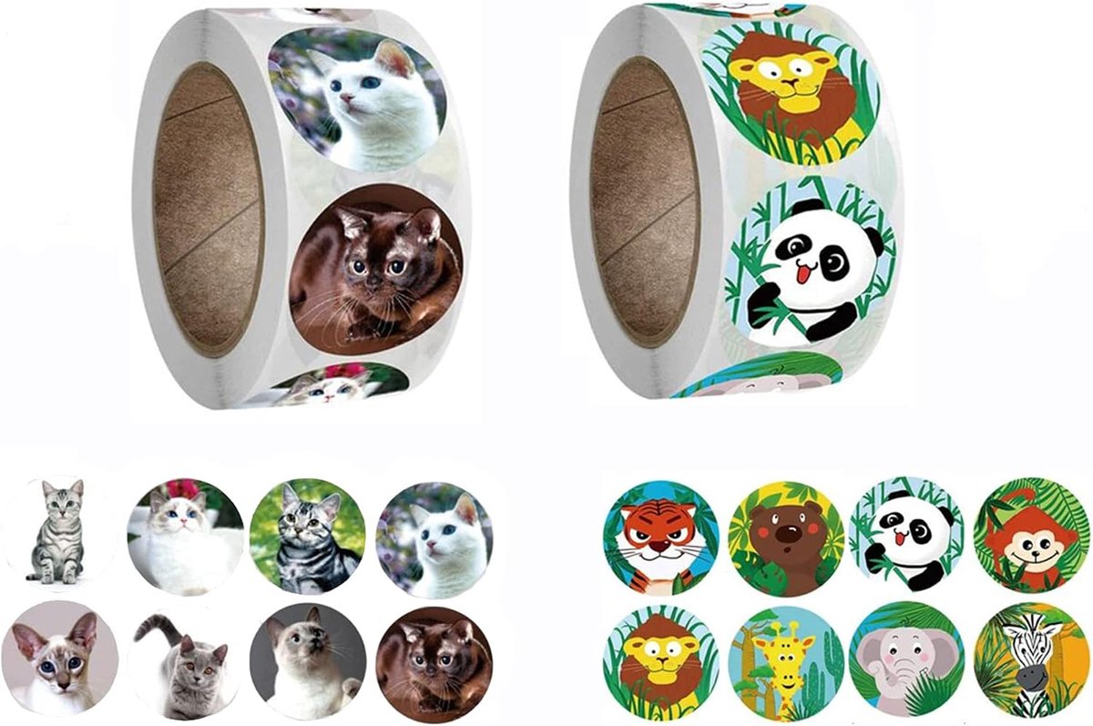 Dierentegoed stickers - ronde zelfklevende labels - 2,5 cm - ideaal voor beloningen - ShopVlot