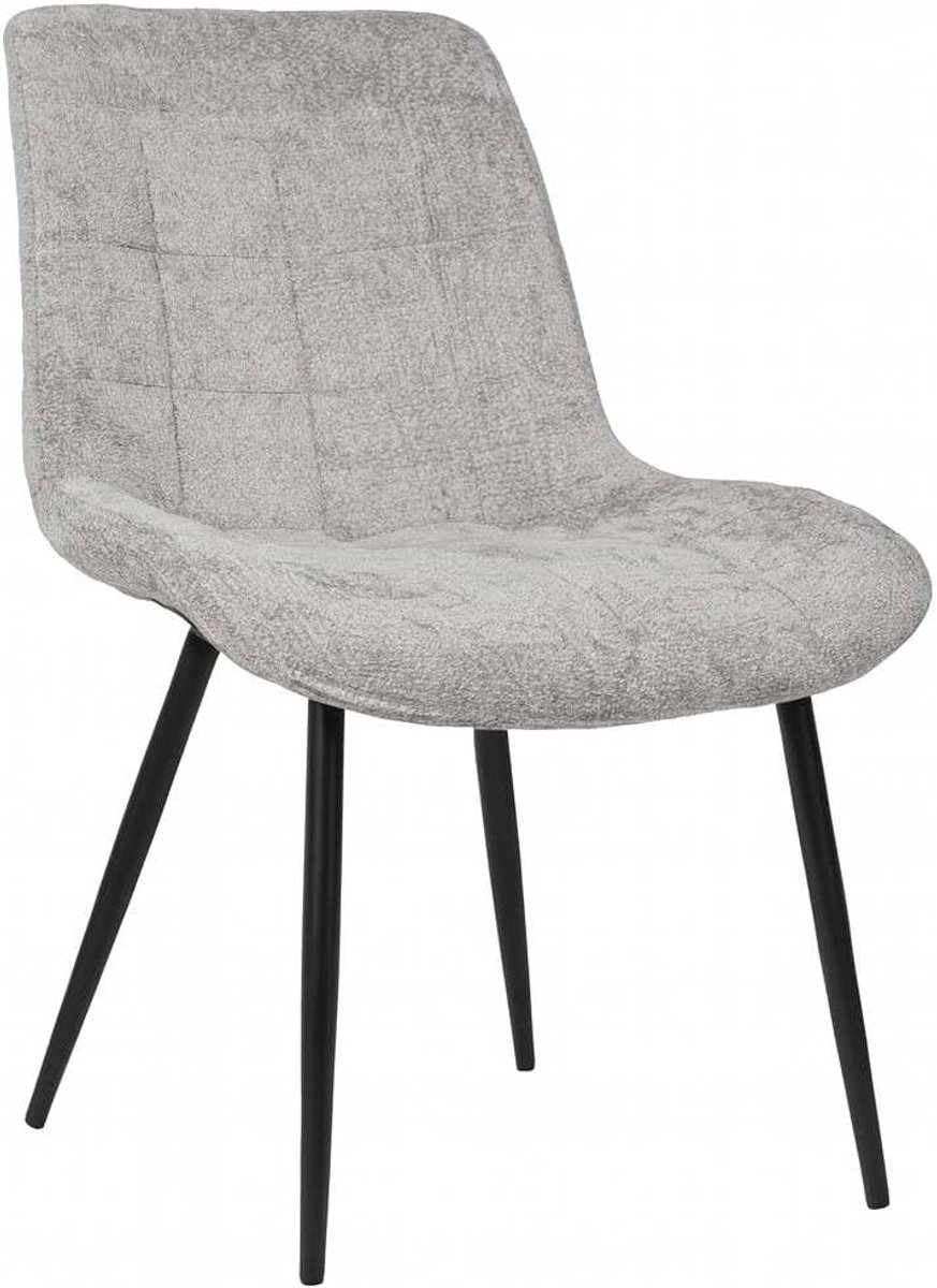 Eetkamerstoel set van 6 - grijze chenille - eenvoudig te monteren - stijlvol design - ShopVlot