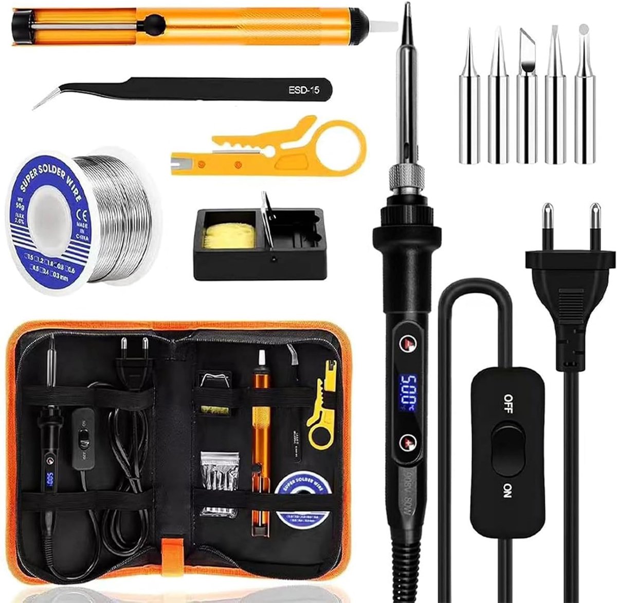 Soldering Iron Set 80 W - LCD Display - Instelbare Temperatuur - Voor Elektrisch Werk - ShopVlot