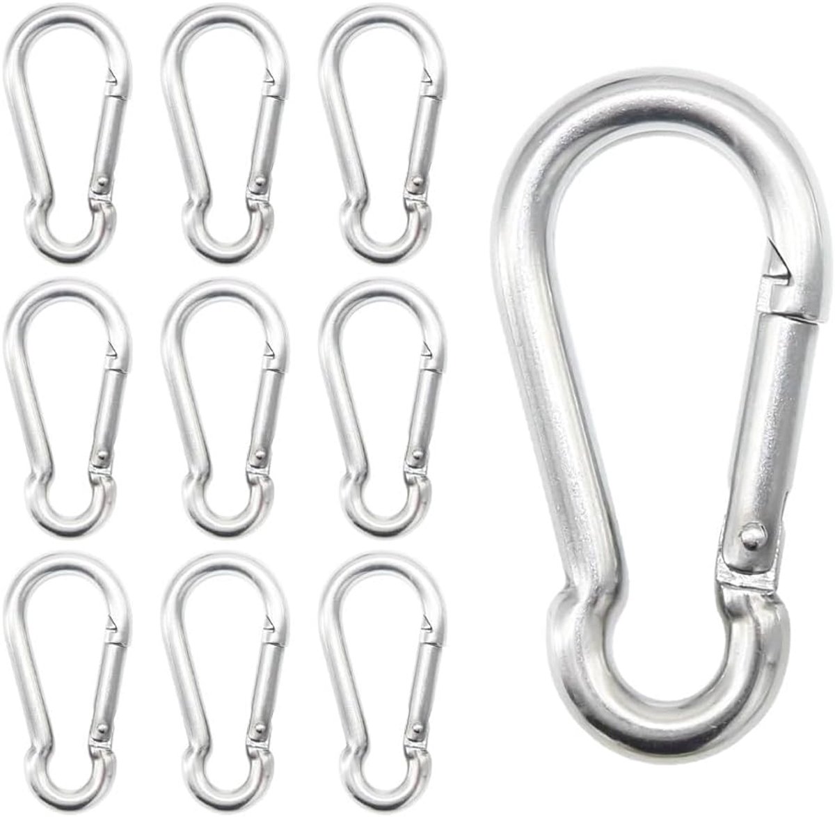 Carabiner clip D-vorm - 304 roestvrij staal - lichtgewicht en sterk - ideaal voor sleutels - ShopVlot