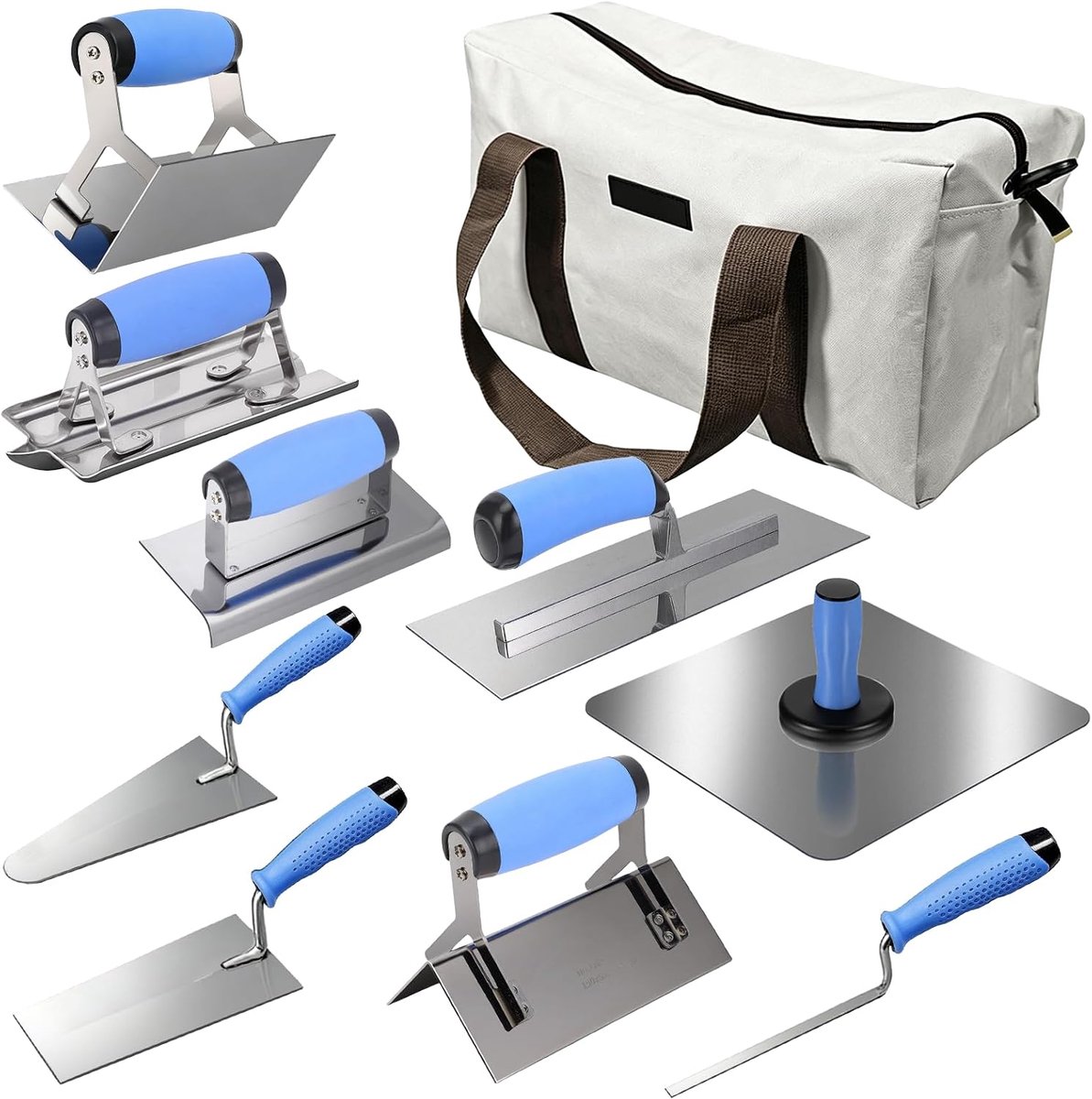 Troffelset 10-delig - RVS Pleister- en Metselgereedschap - Inclusief Opbergtas - Perfect voor Klussen - ShopVlot