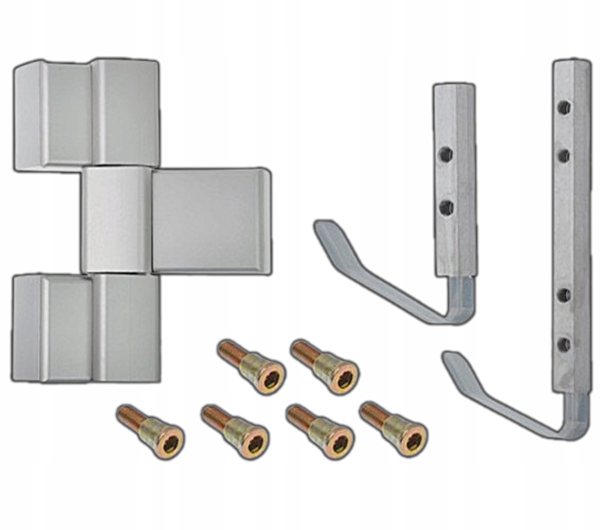 Aluminium Deurscharnier 62.5mm, 3-delig, Zilverkleurig