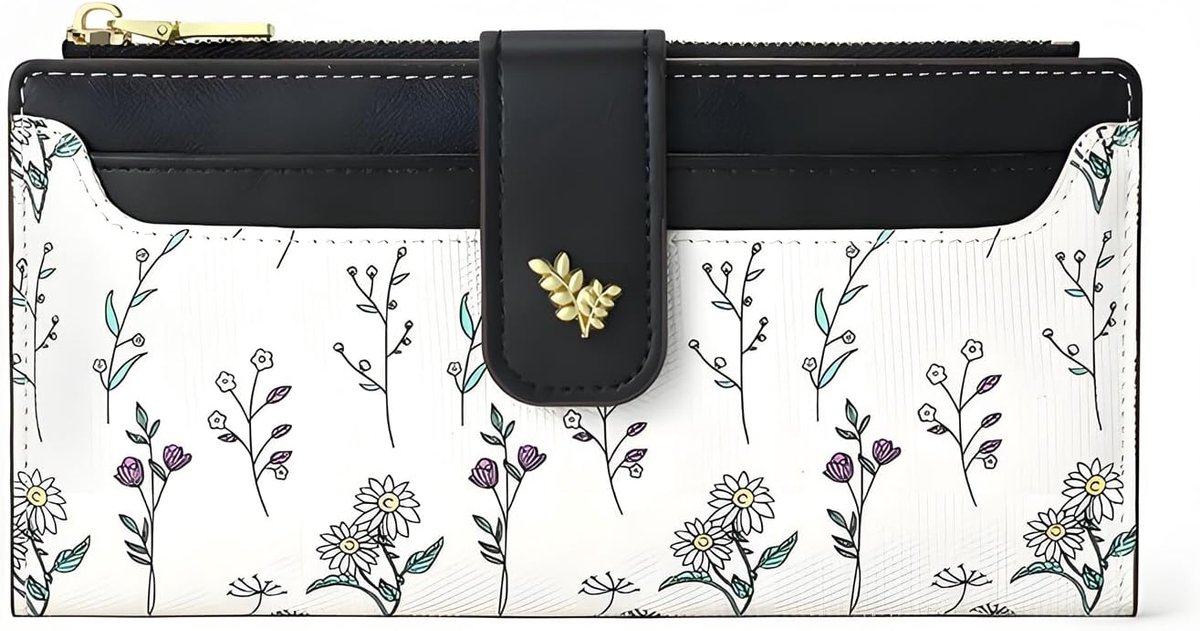 Damesportemonnee groot - kunstleer - bloemenpatroon - elegant en functioneel - ShopVlot