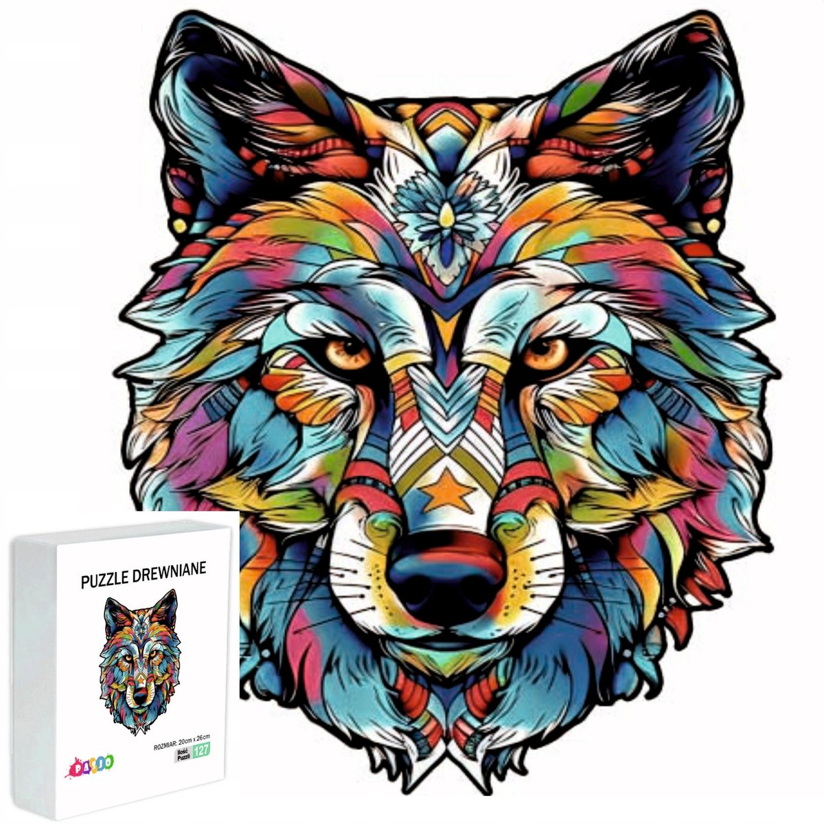 Houten Puzzel 127 Stukjes - Wolf - Cadeau voor Kinderen & Volwassenen