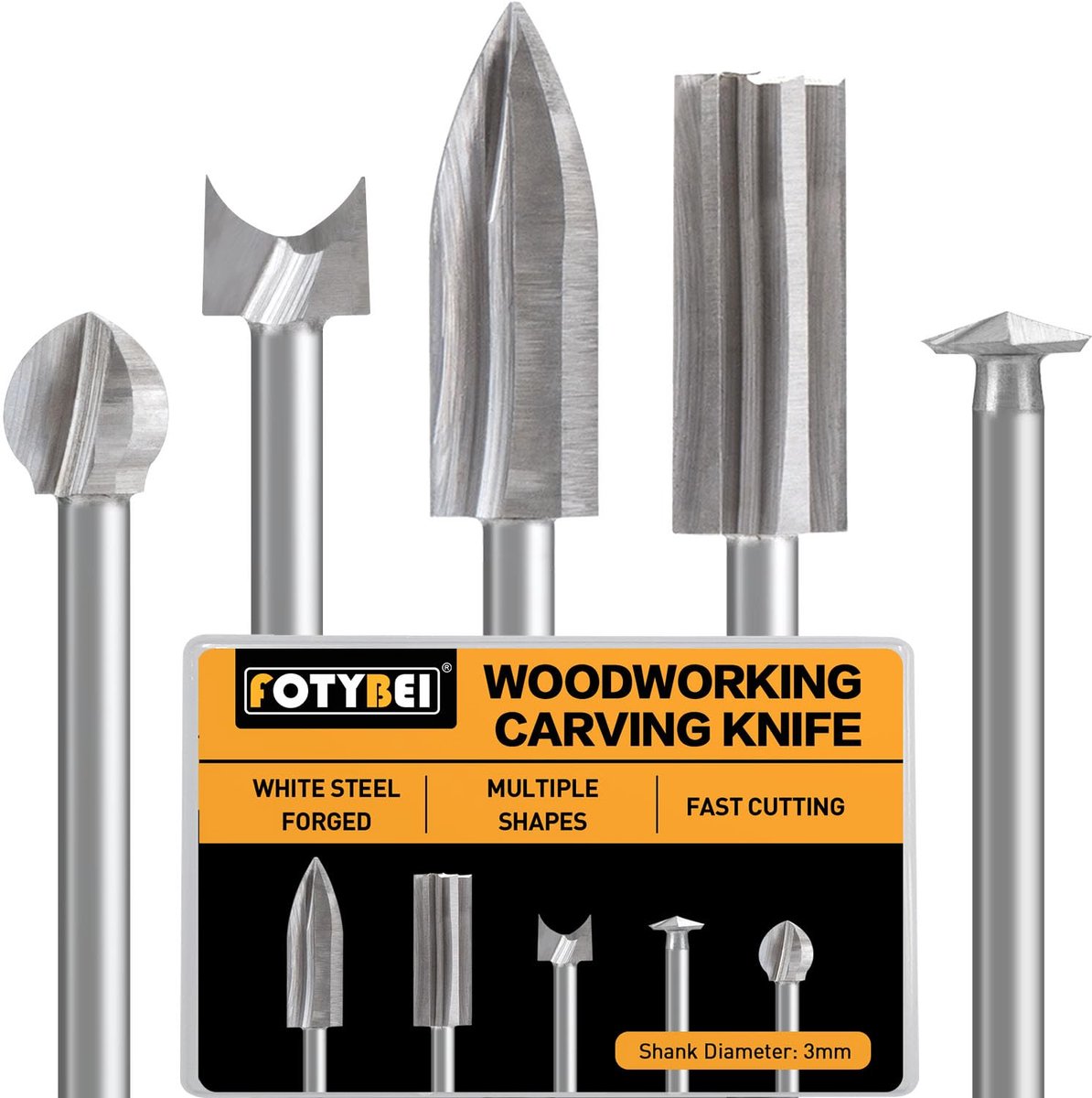 Houtgraveerboor Set 5-delig - Houtbewerking - 3mm Schacht - Ideaal voor DIY en microsculpturen - ShopVlot
