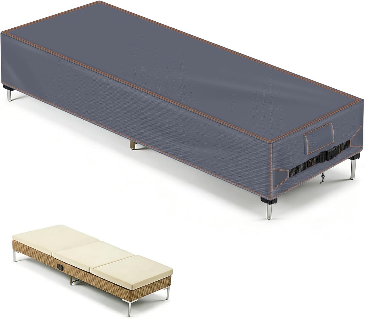 Tuinstoelhoes 210 x 75 x 40 cm - 420D Oxford - Waterdicht en UV-bescherming - Beschermt tegen weer en vuil - ShopVlot