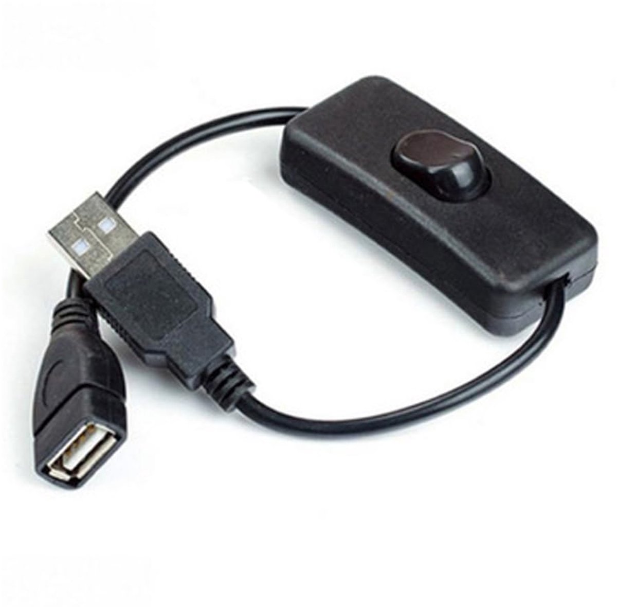 USB kabel met aan/uit schakelaar - zwart - verlengkabel - ideaal voor USB lamp of ventilator - ShopVlot