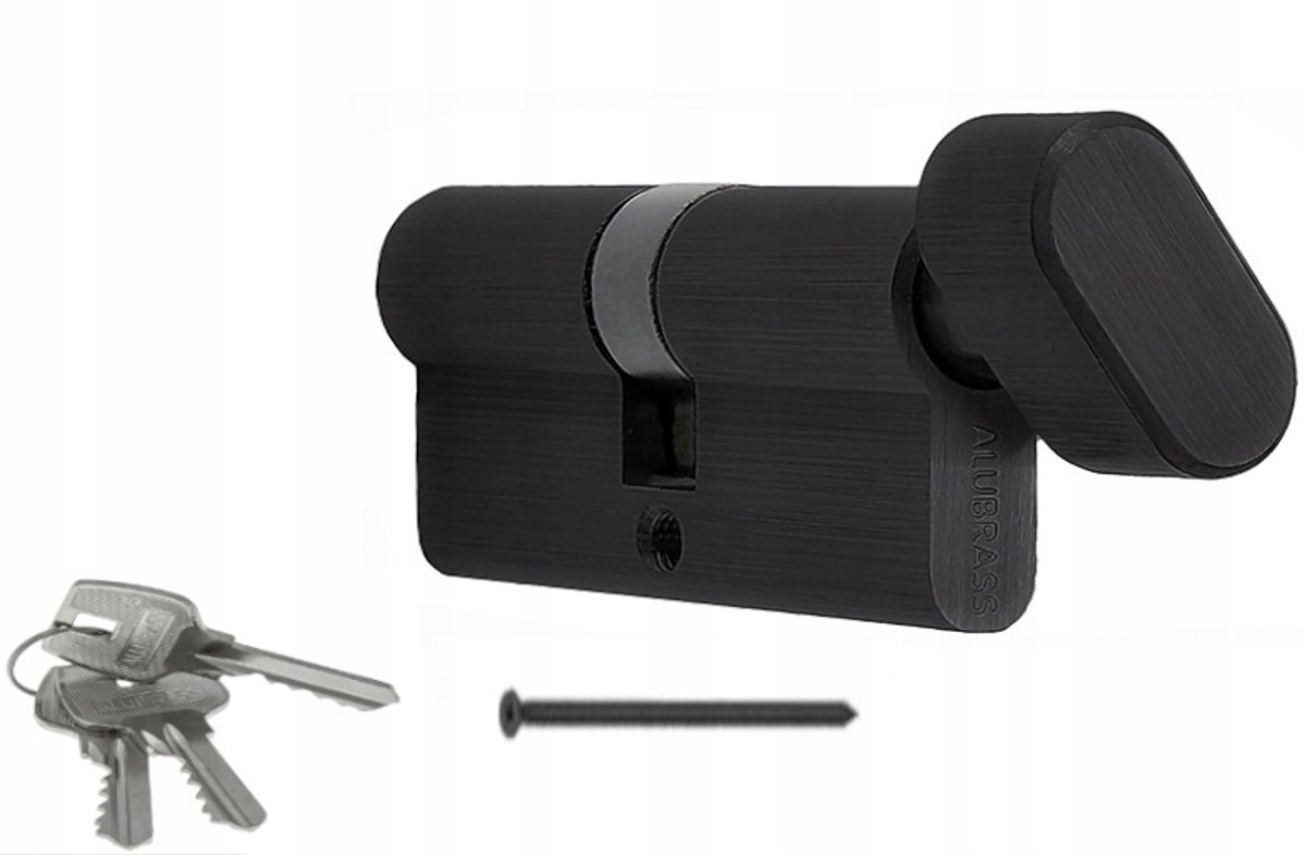 Cilinder met knop G30/30 Zwart - 3 Sleutels