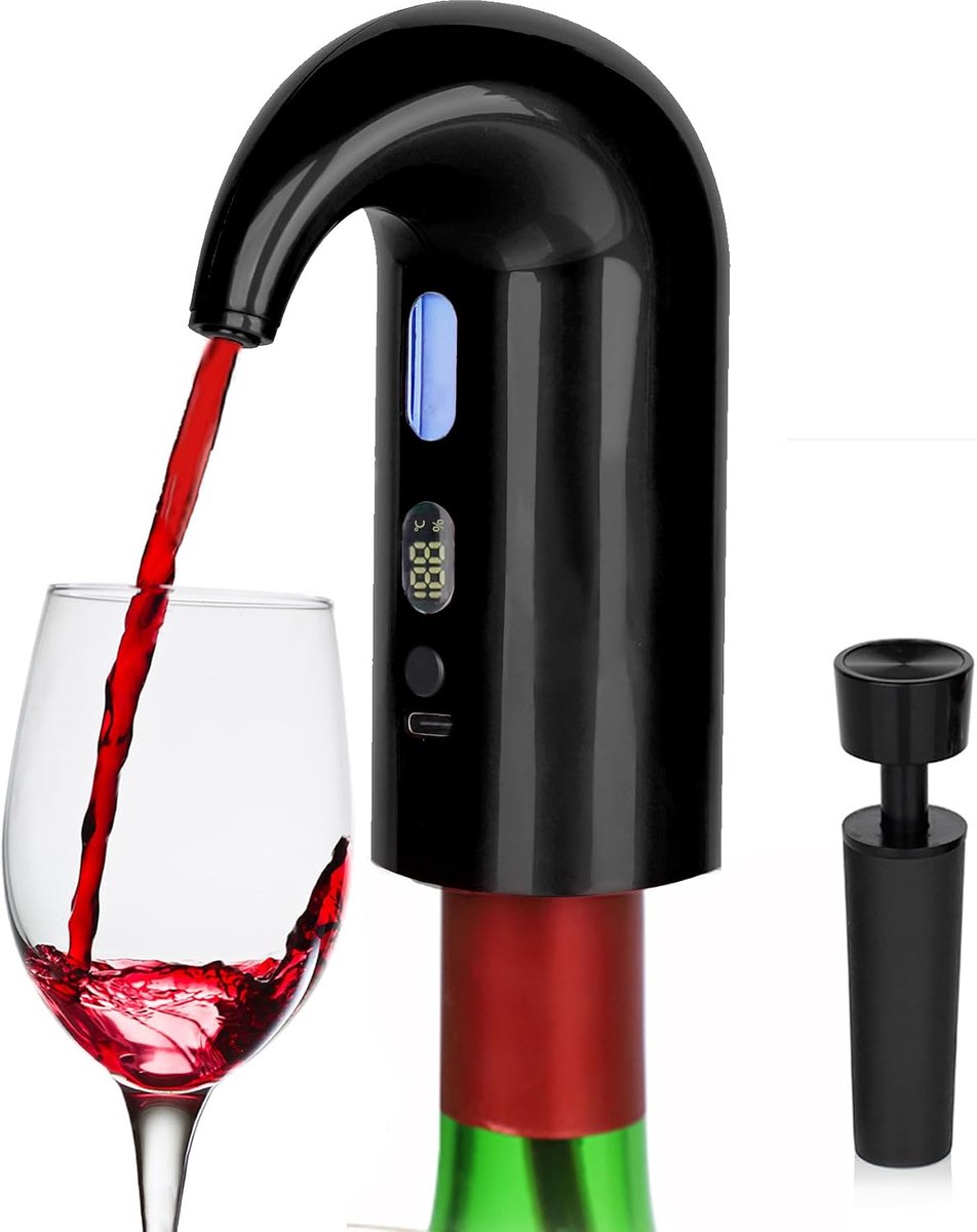 Elektrische wijnschenker met aerator - Draagbare wijn decanteerder - Perfecte beluchting - Geniet van rijke smaak - ShopVlot