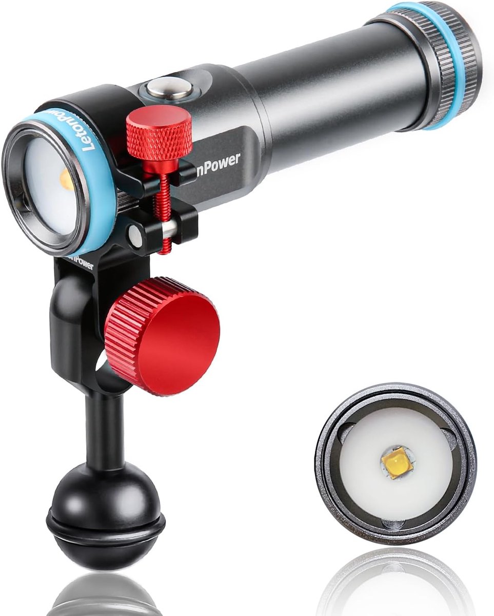 Duiklamp 2200 lumen - USB-C oplaadbaar - IP68 waterdicht tot 100 meter - ideaal voor onderwaterfotografie - ShopVlot