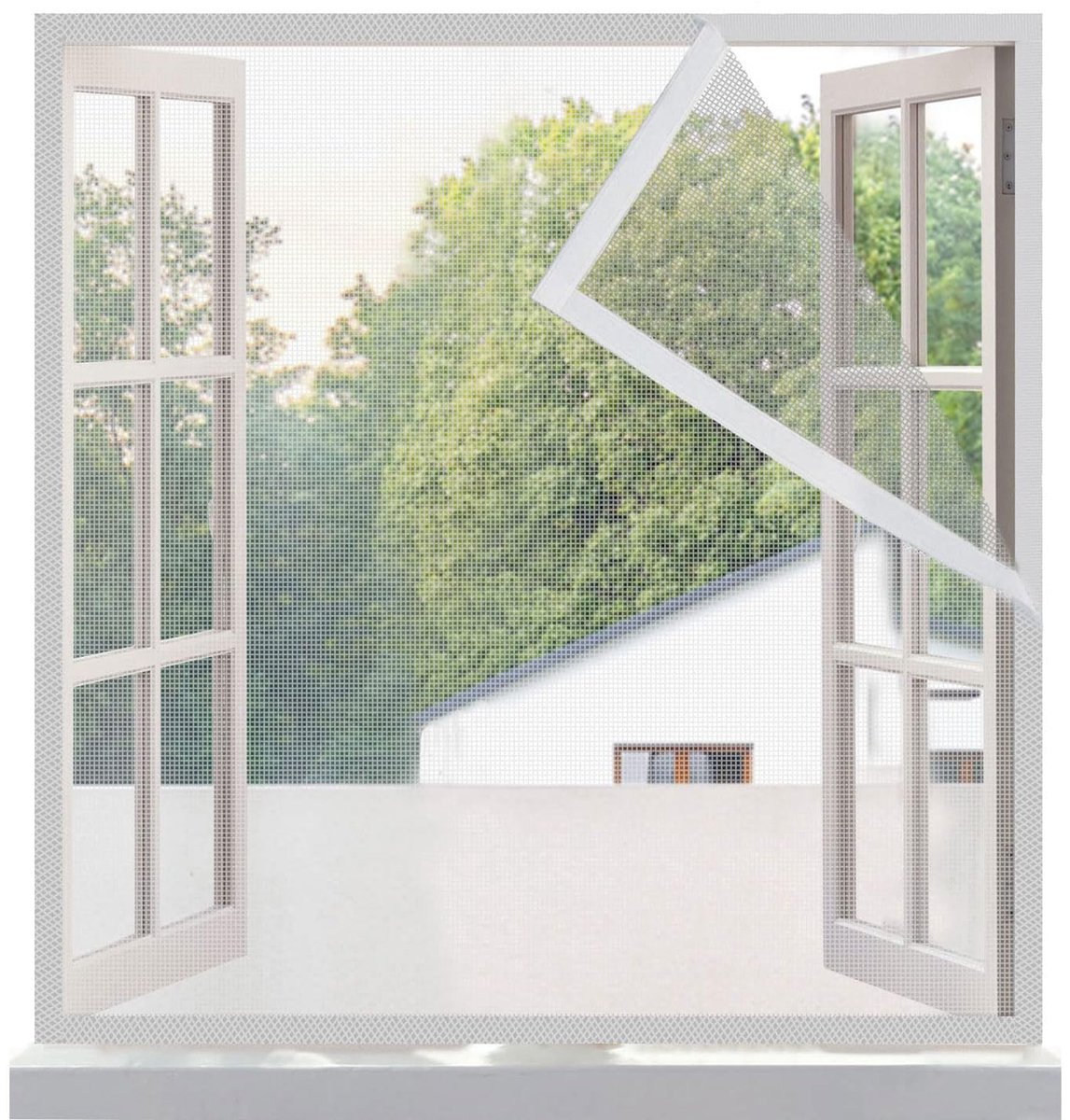 Vliegengordijn Hor Raam 80x150cm - Wit - Muggennet - Bescherming tegen insecten - ShopVlot