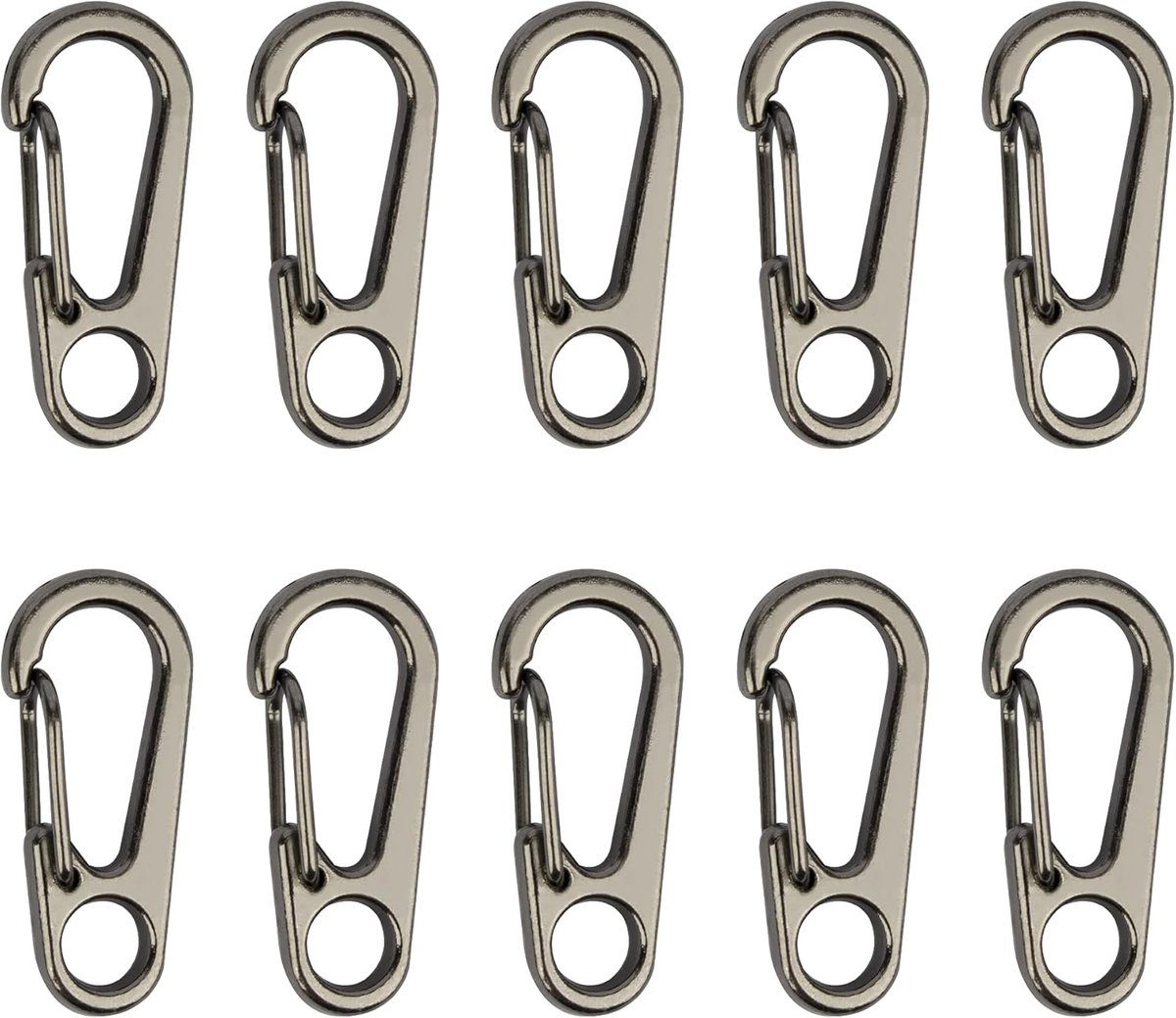 Mini Carabiner Haak 3.2cm - Aluminium - 10 Stuks - Ideaal voor Sleutels en Kampeermateriaal - ShopVlot