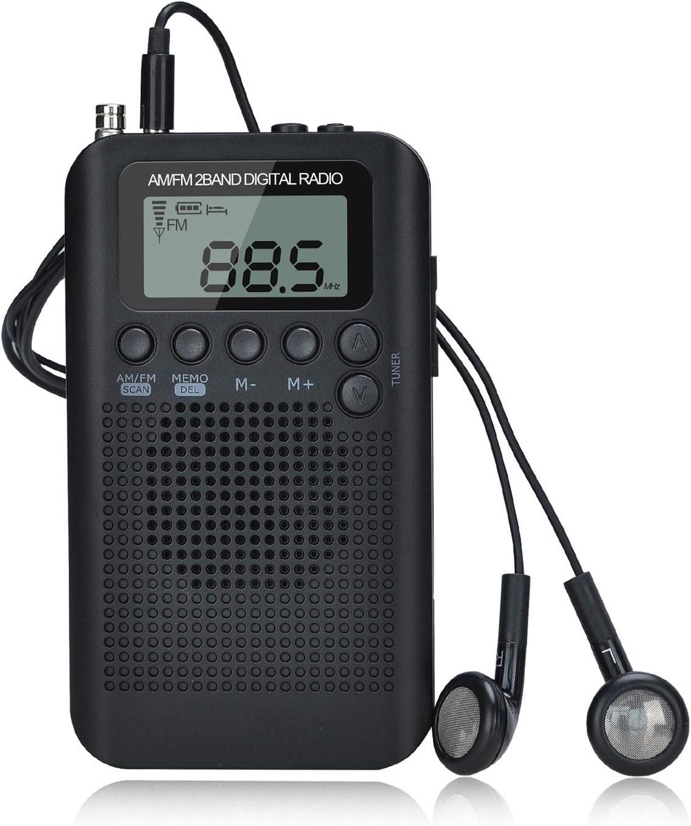 Pocket digitale radio - AM/FM met alarmklok - draagbaar en compact - ideaal voor onderweg - ShopVlot