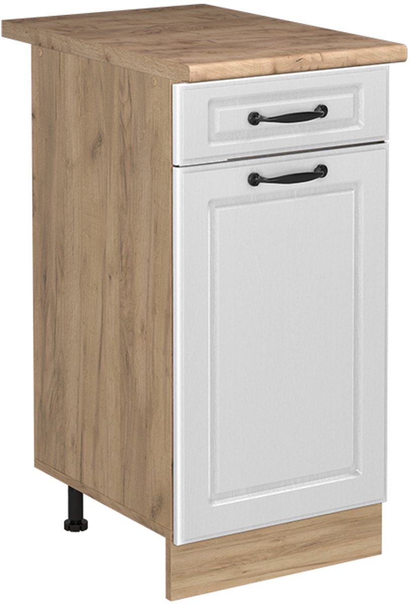 Vicco Keukenonderkast R-Line, Wit landelijk/Goudkleurig Eiken, 40 cm goudkleurig eiken werkblad
