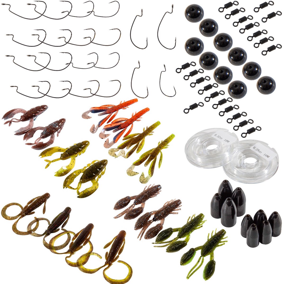 Ultimate Carolina/Texas Box (77 Stuks + 20 Meter Fluocarbon) - Kunstaas Set