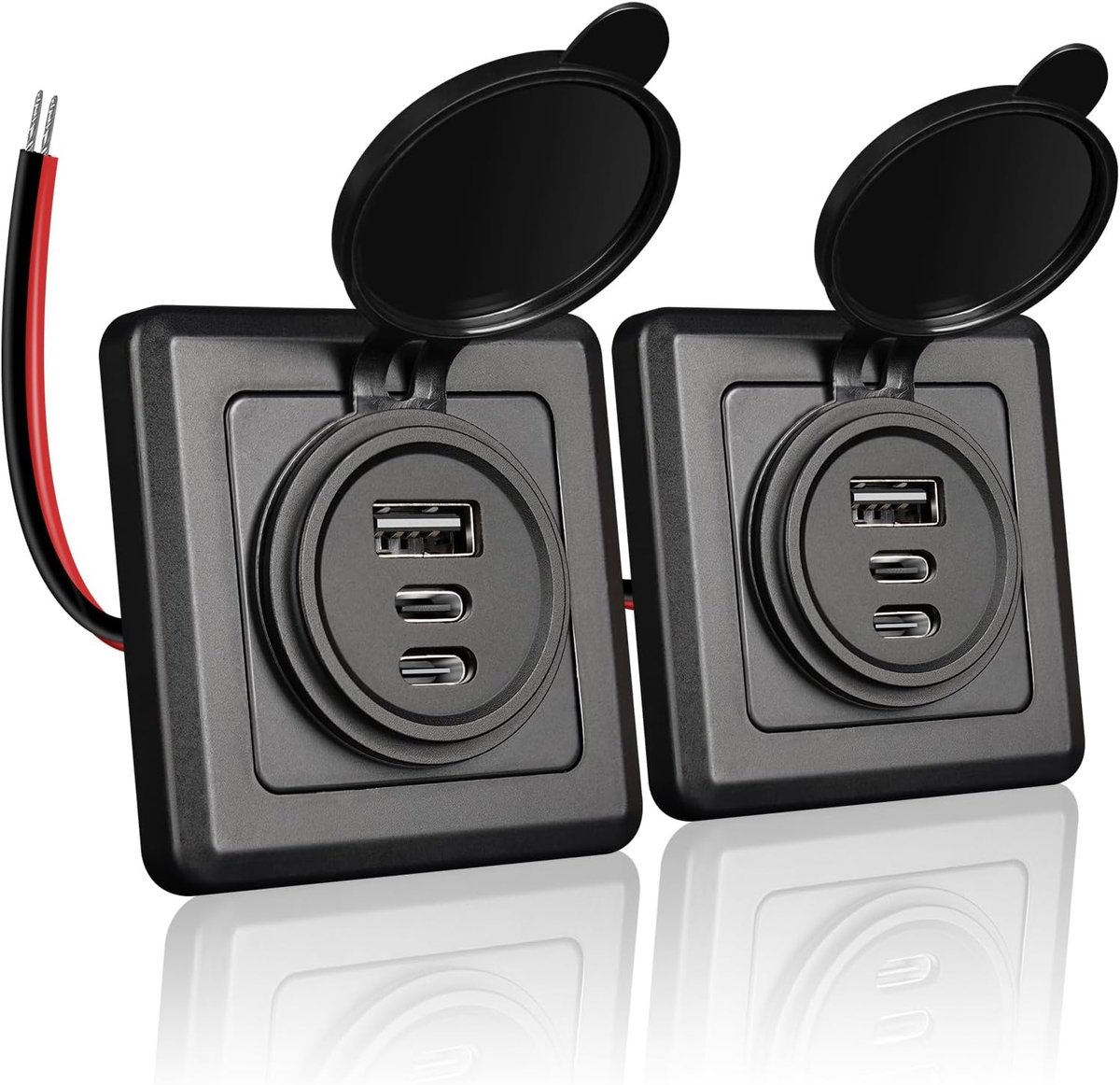 12v USB socket campervan 3-poorts - aluminium - snellaadpoort - ideaal voor camper en caravan - ShopVlot