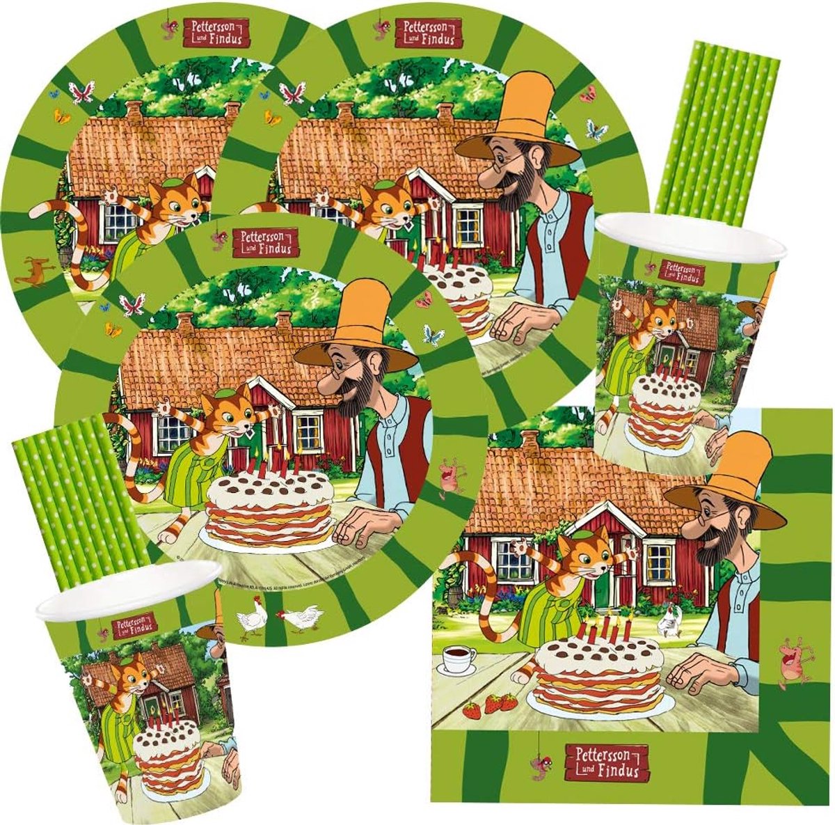 Partypakket voor kinderen 68-delig - Papieren borden, bekers, servetten en rietjes - Perfect voor feestjes - ShopVlot