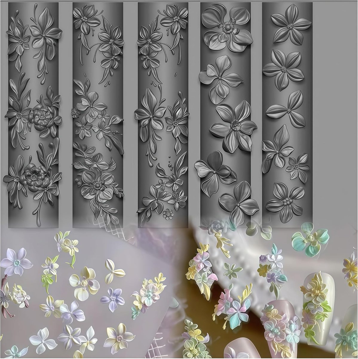 3D silicone vorm voor nagelkunst - bloem motief - duurzaam materiaal - creëer elegante nagels - ShopVlot