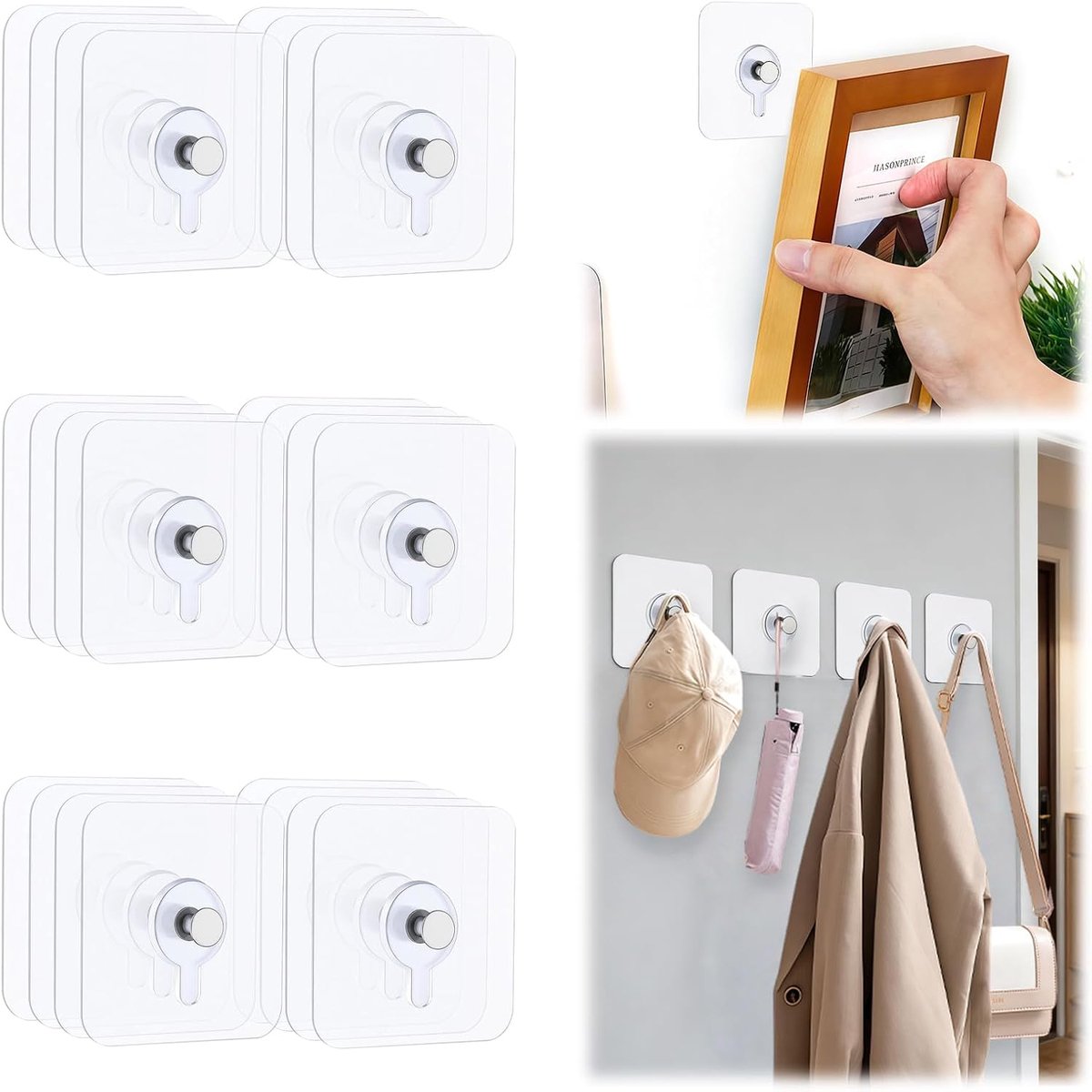 Zelfklevende haken 24 stuks - Doorzichtig waterdicht - Geen gaten nodig - Ideaal voor badkamer en keuken - ShopVlot