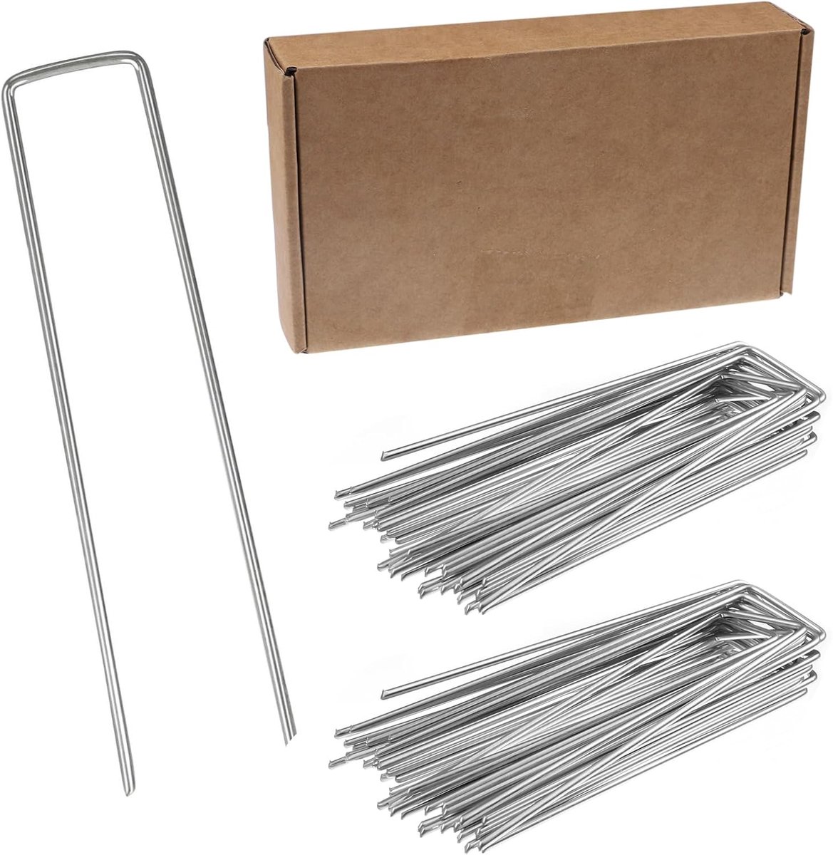 Grondankers 50 stuks - 100 mm lengte - roestvrij staal - perfect voor tuinvlies en onkruiddoek - ShopVlot