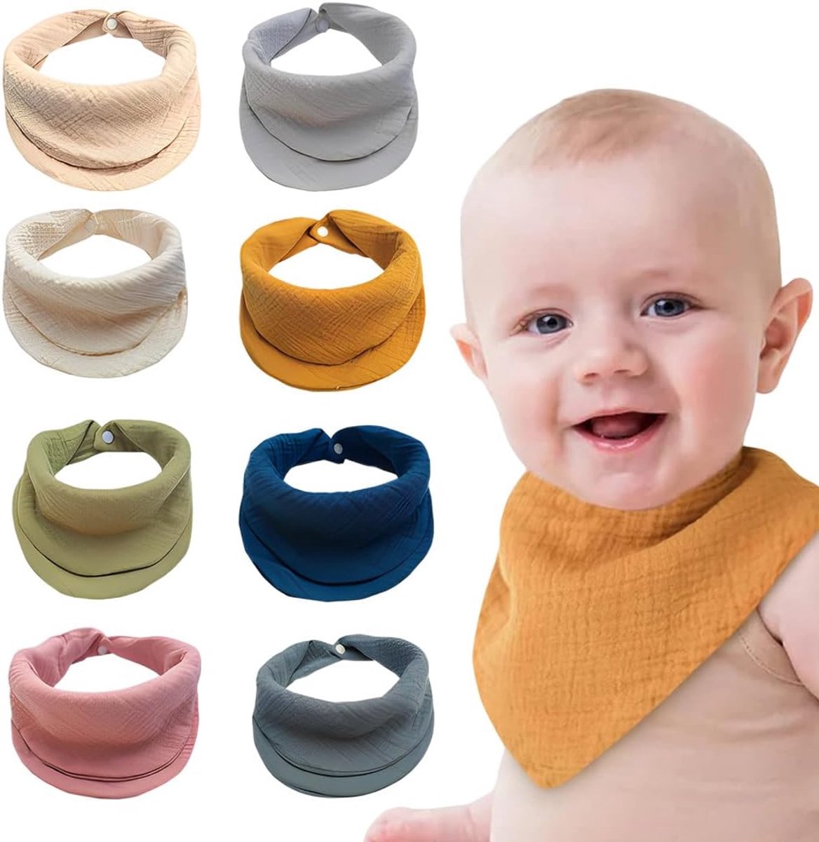 Baby slabbetjes 100% katoen - Chiffon met verstelbare knoop - Zacht en absorberend - ShopVlot