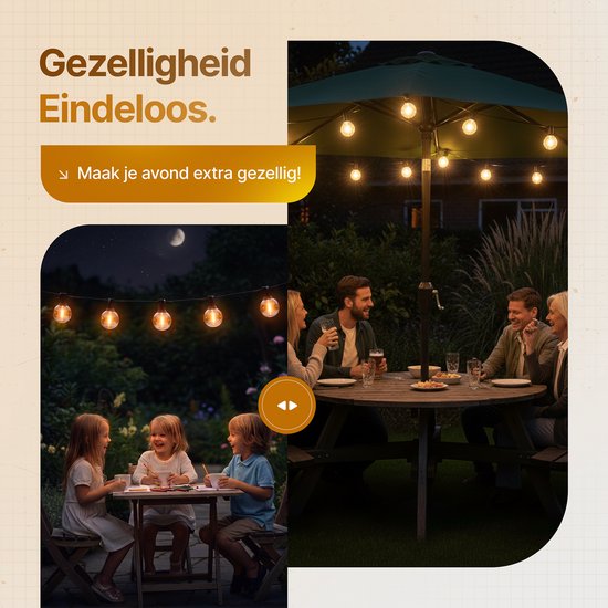 Aurae Buitenverlichting 30 LED - 18 m - Lichtsnoer Buiten en Binnen - IP44 - Prikkabel met Afstandsbediening - Dimfunctie - Timer - Lichtslinger - Sfeerverlichting