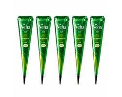 5 X Stuks  Henna Tattoo - Tijdelijke Tatoeage - Festival Tattoe - Zomer feest tatoeage's - Festival Tattoo - Neptattoo - Henna Tattoo inkt pasta 5 cones 5 tubes 25 Gram/tube - Natuurlijke Kruiden - Henna pasta - 25 gr/tube