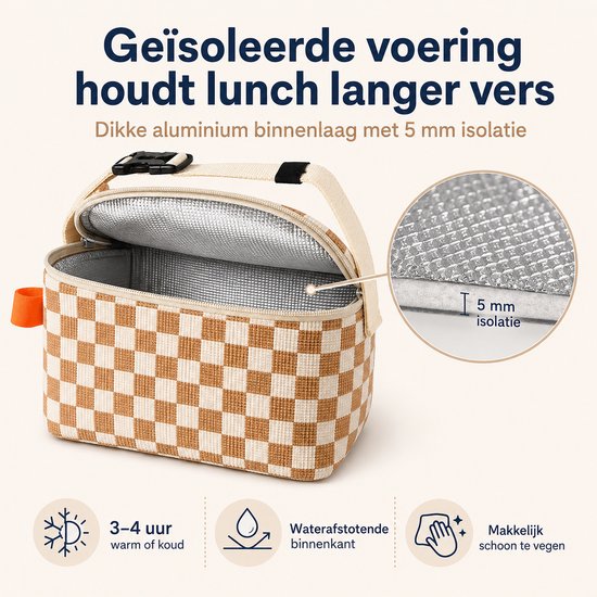 Bobypet - Koeltas - Kleine Corduroy Lunchtas met Verstelbaar Handvat - Geïsoleerde Lunchbag voor Werk, School en Picknick - Geel van Bobypet — afbeelding 3