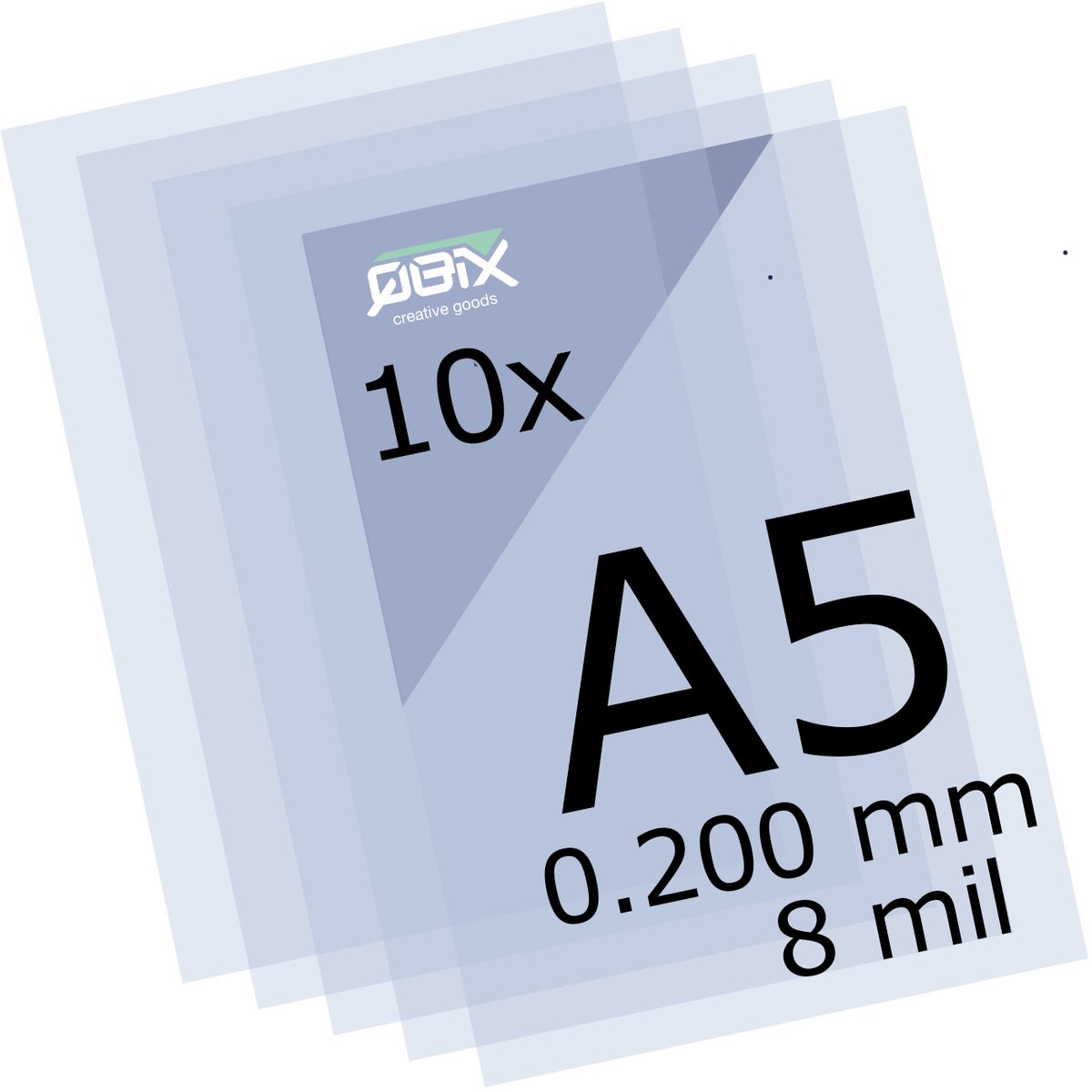 QBIX Plastic Mylar Vellen - 10 stuks A5 Formaat Transparante Kunststof - 0.2mm dikte of 200 micron - 8 Mil Film perfect voor stencils