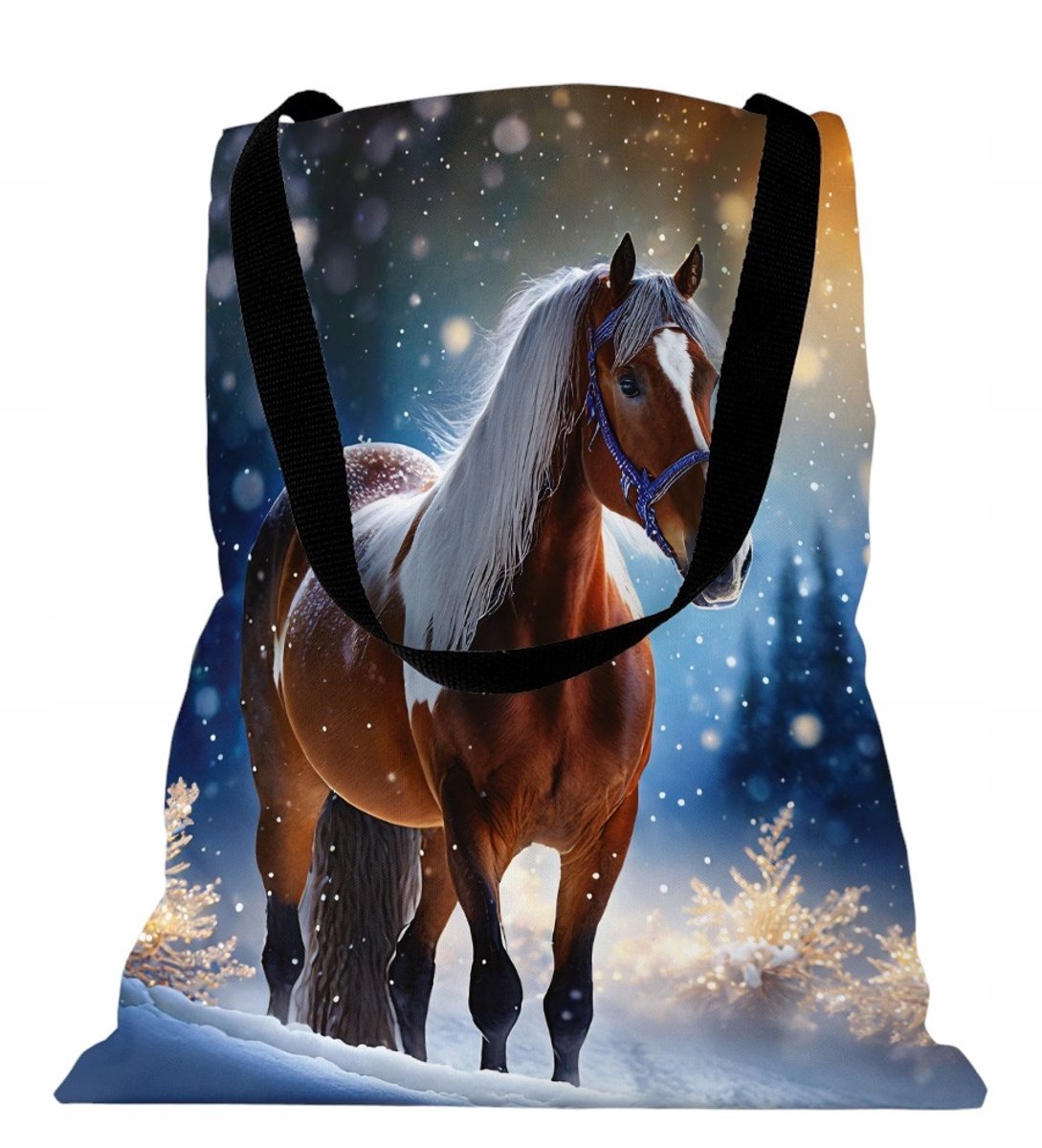 Bruine Paard Sneeuw Shopper Tas - 35x43cm Polyester
