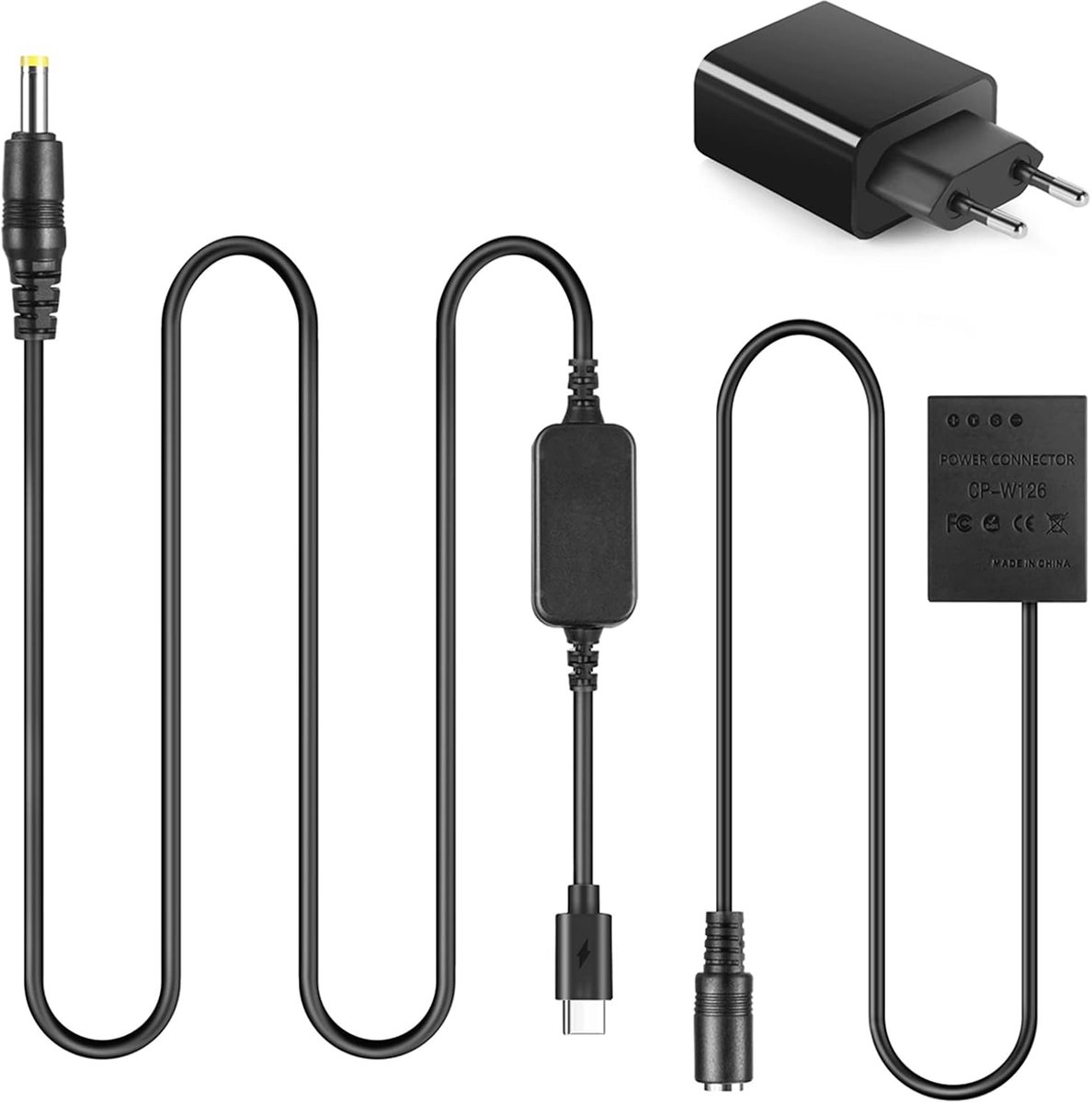 USB-C Adapter Power Cord NP-W126 - DC Coupling - Hoge efficiëntie - Voor Fujifilm camera's - ShopVlot