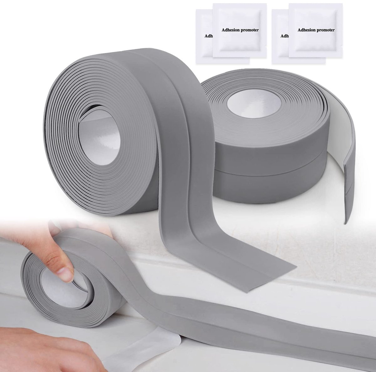 Hechtende tape 2 rollen - waterdicht PVC - geschikt voor badkamer en keuken - eenvoudig te gebruiken - ShopVlot