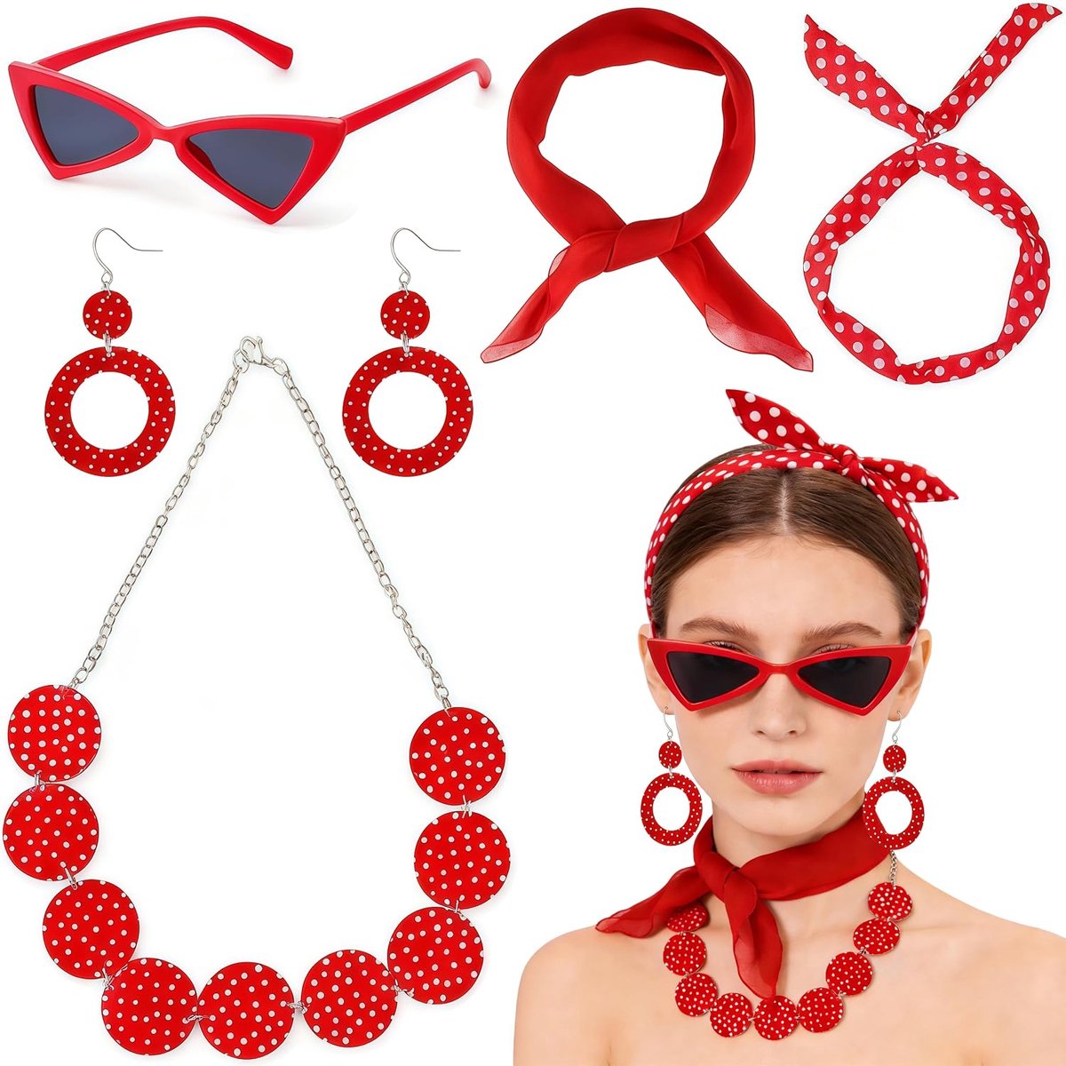 50s kostuumaccessoires - retro pin-up stijl - perfect voor vrouwen kostuum - voeg flair toe aan je outfit - ShopVlot
