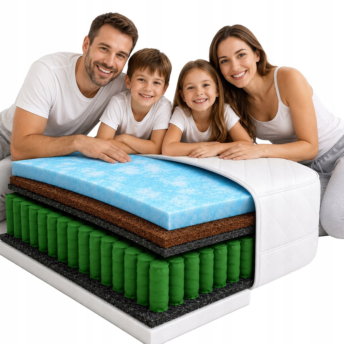 Pocketvering Matras 160x200cm: Kokos & Zachte Schuim - 20cm