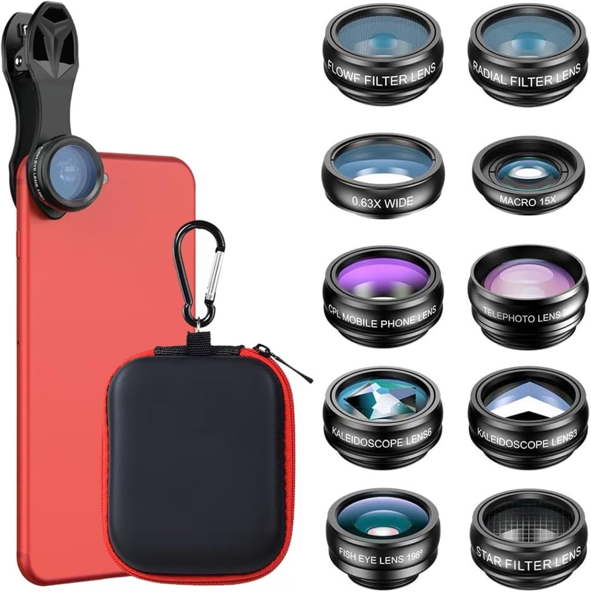 Cameralens voor mobiele telefoon - 10-in-1 set - veelzijdige lenzen - maak prachtige foto's - ShopVlot
