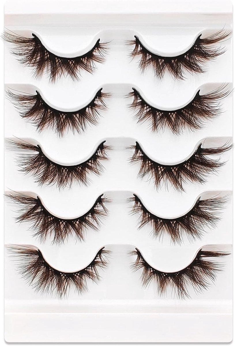 Valse Wimpers 3D Bruin - Kat Oog Effect - Fluffy Volume - Herbruikbaar en Handgemaakt - ShopVlot