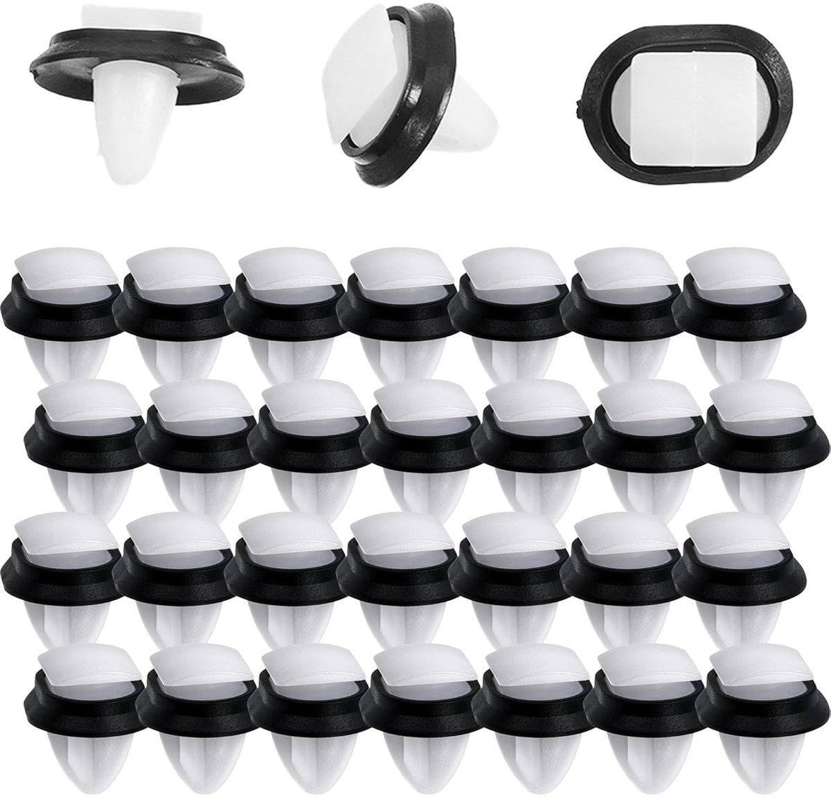 Auto deur trim clips 100 stuks - 9 mm gat - kunststof met rubber afdichting - ideaal voor diverse modellen - ShopVlot
