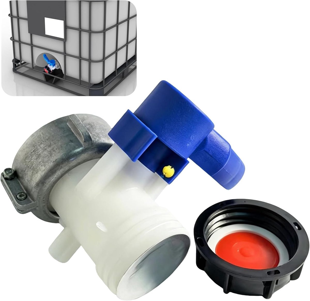 Waterkraan 1000 l - adapter voor tank - DN50 (75 mm) - vlinderventiel voor IBC-container - ShopVlot