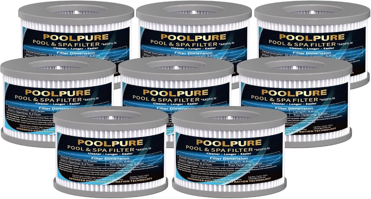 Filterpatronen voor MSpa FD2089 - 8 stuks - vervangingsfilters - optimale filtratie voor whirlpools - ShopVlot