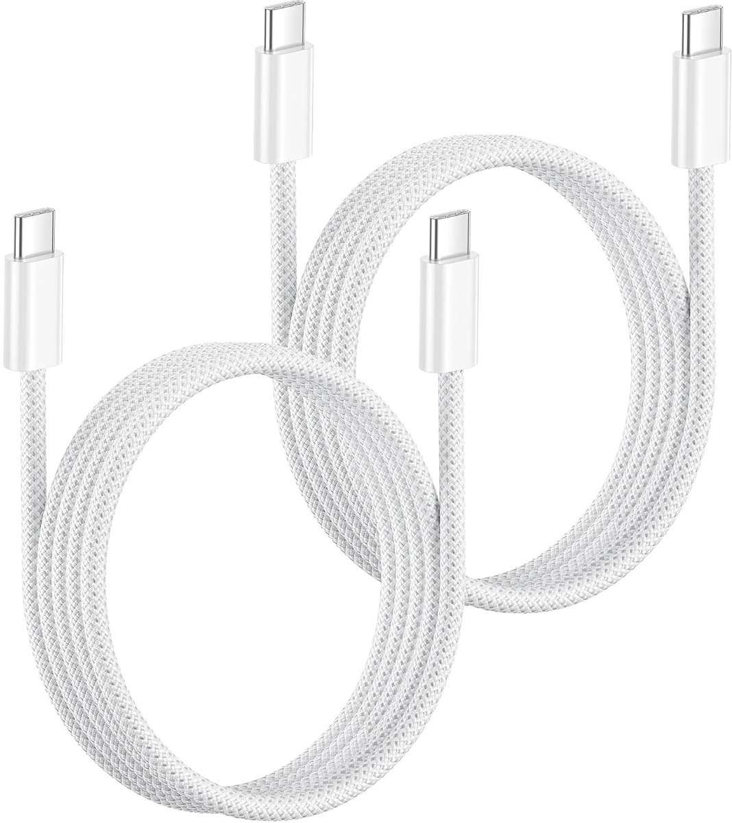 USB-C naar USB-C kabel 1 m - set van 2 - nylon - 60 W snelladen voor smartphones en laptops - ShopVlot